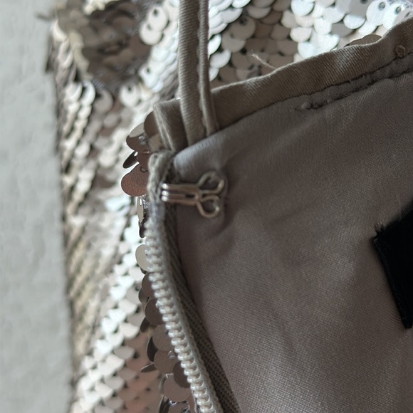 Banana Republic Pewter Sequin Layered Spaghetti Strap Mini Dress Size 6 - Picture 12 of 16